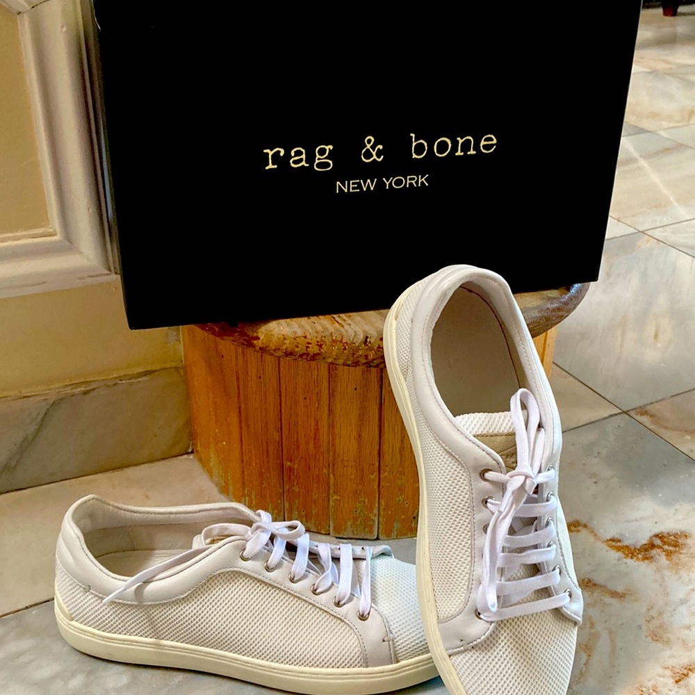 New in Box Rag & Bone Kent Lace up Sneakers White Mesh size 38